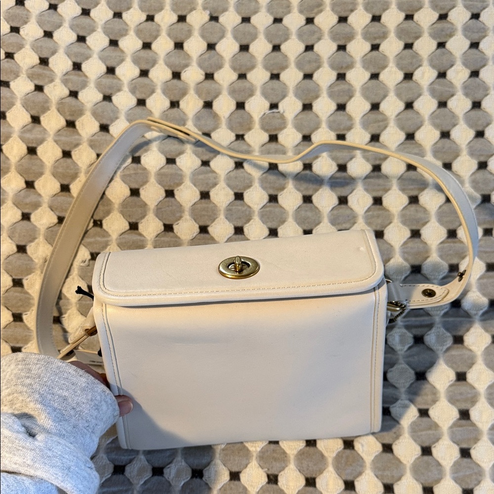 Coach Cream Crossbody Bag with Gold Turn-Lock